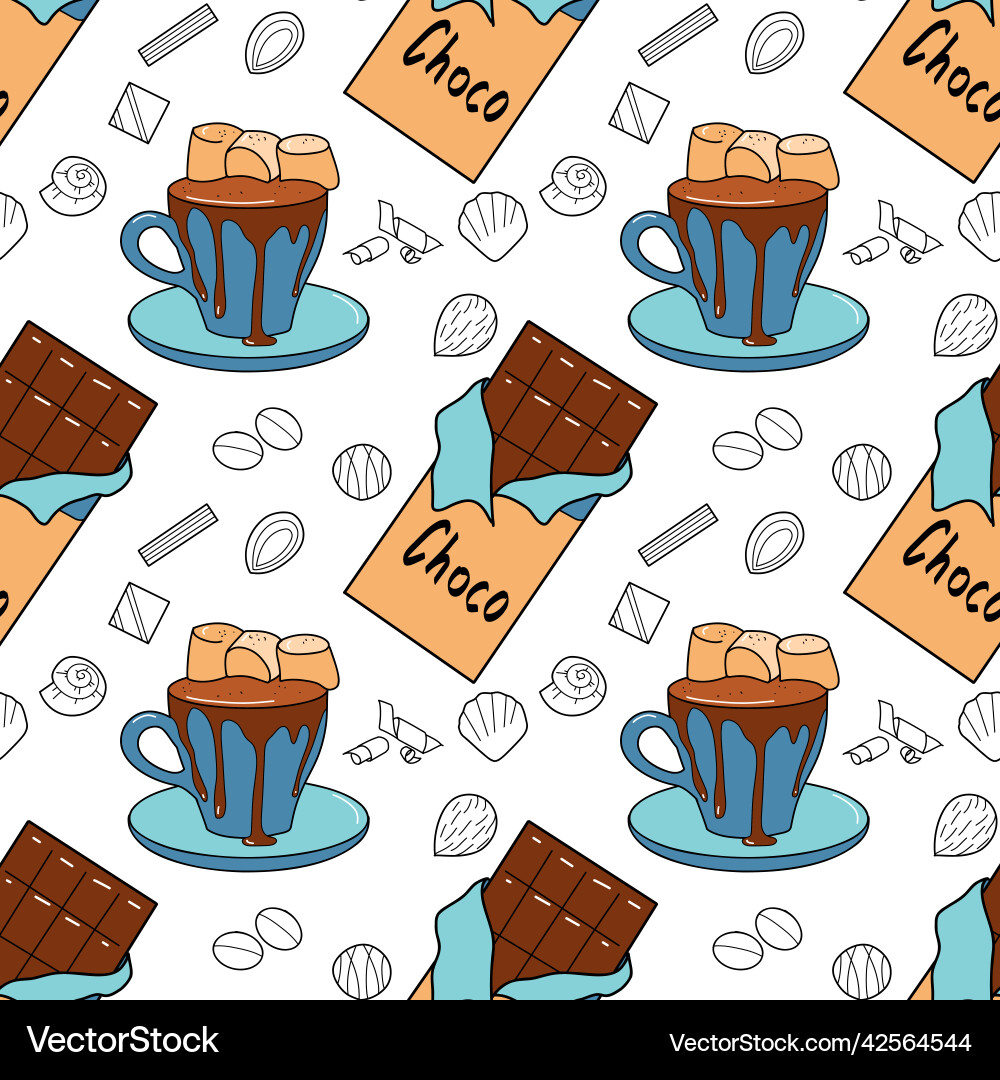 Seamless pattern with the image of chocolate Seamless pattern with the image of chocolate Vector Image