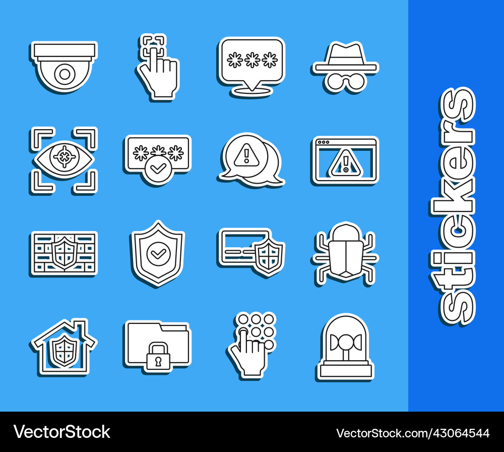 Set line flasher siren system bug browser Set line flasher siren system bug browser vector image