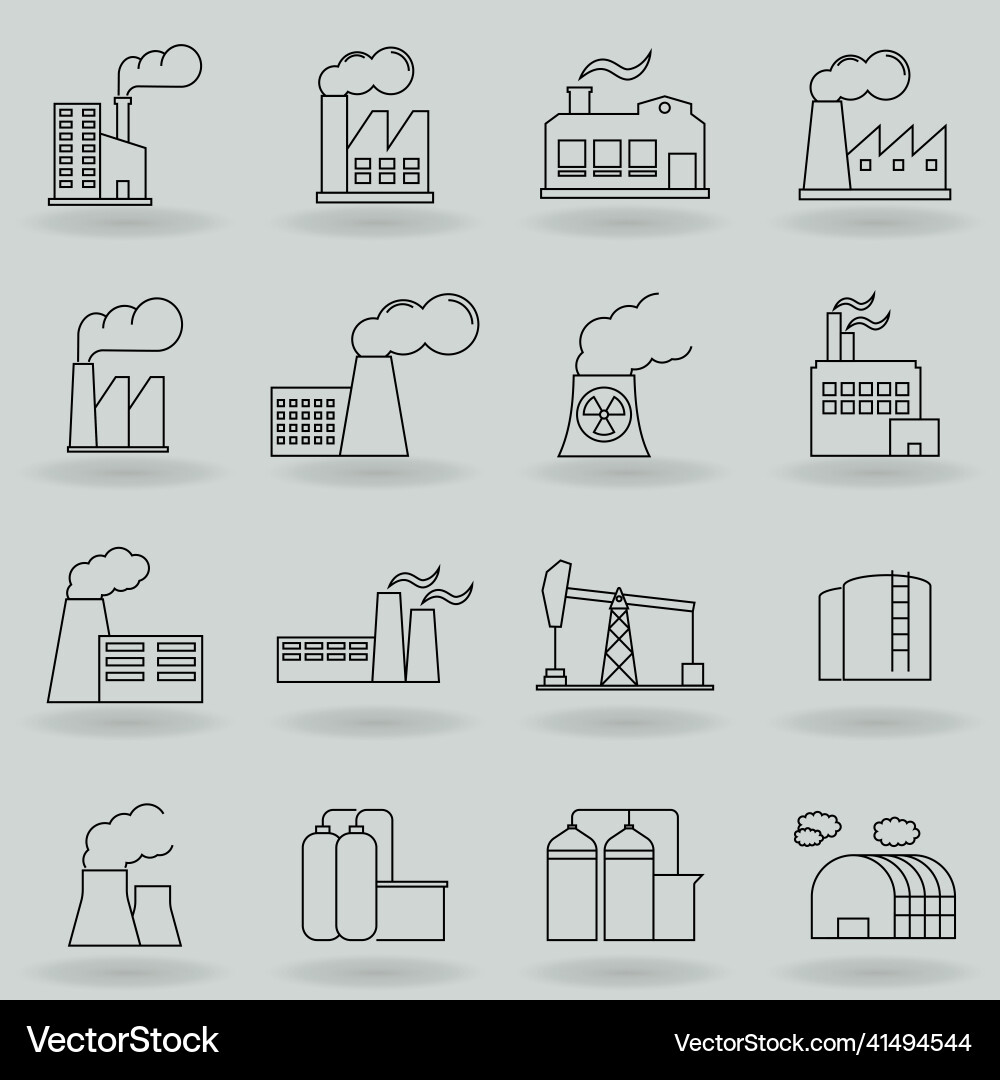 Simple set of factories related line icons Simple set of factories related line icons vector image