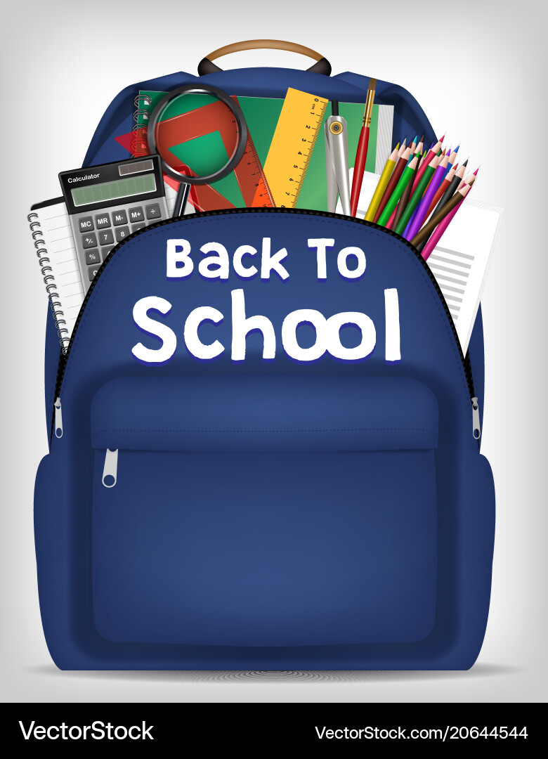 Student bag with study object inside Student bag with study object inside vector image