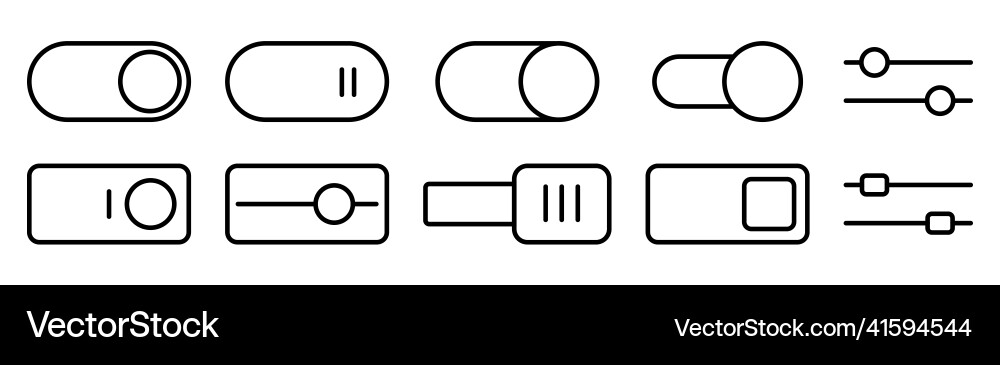 Switch toggle icon set outline turn Vector Image