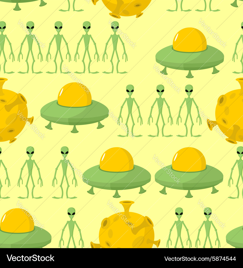 Ufo and alien seamless pattern background Vector Image