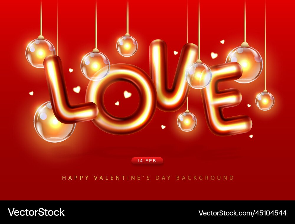 Valentinstag Poster mit 3d Chrom Buchstaben Valentinstag Poster mit 3d Chrom Buchstaben vektorbild