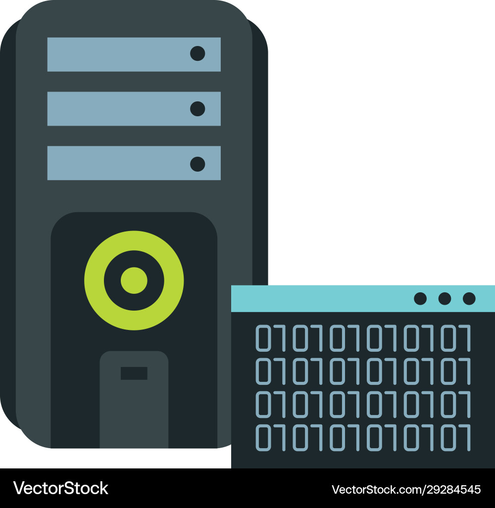 Computer desktop tower with binary code Computer desktop tower with binary code vector image