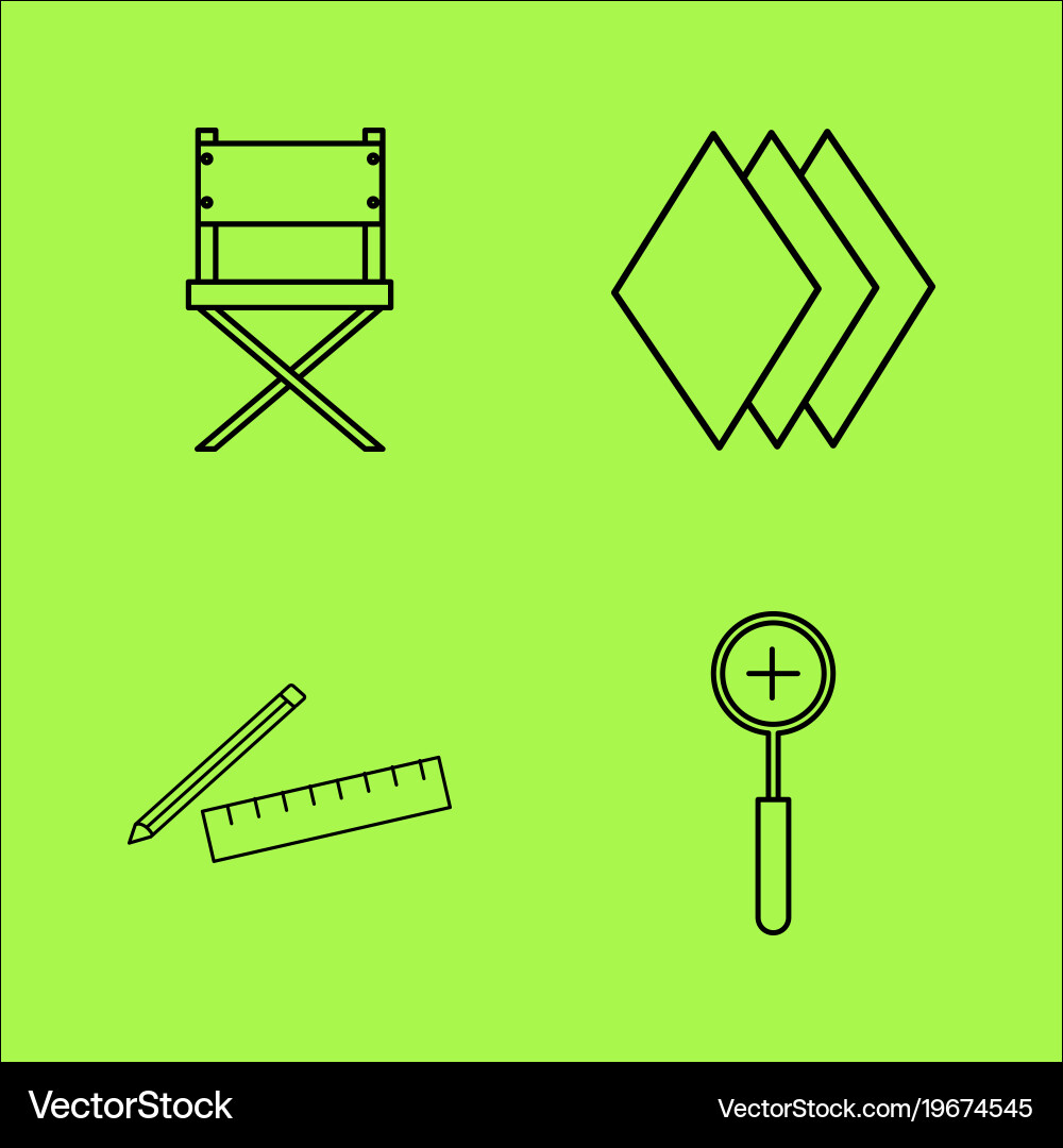 Design elements simple linear outline icon set vector image