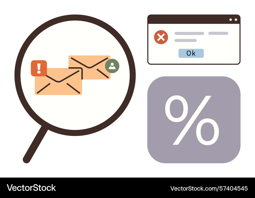 Email spam detection and error notification Email spam detection and error notification vector image