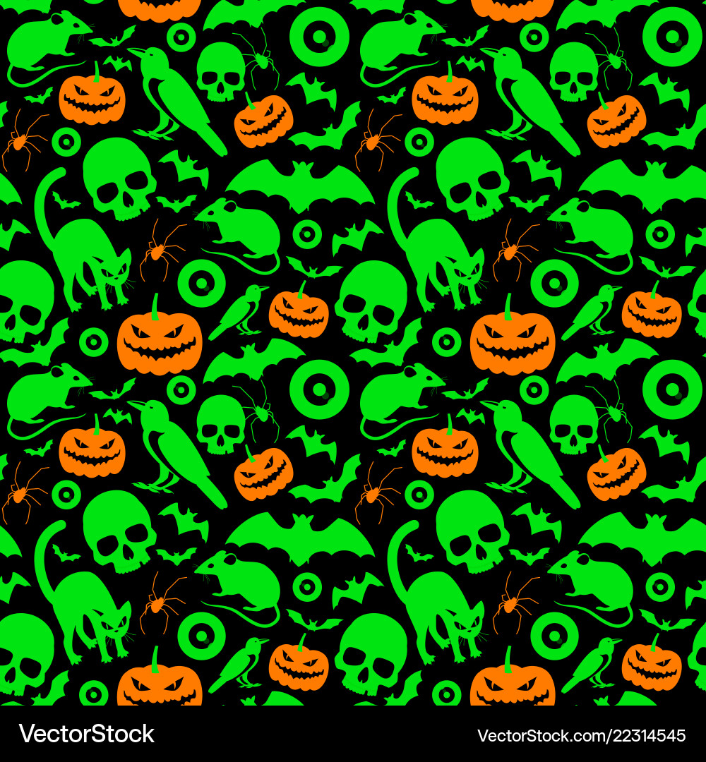 Halloween orange und grüne Zeichen nahtloses Muster Halloween orange und grüne Zeichen nahtloses Muster vektorbild