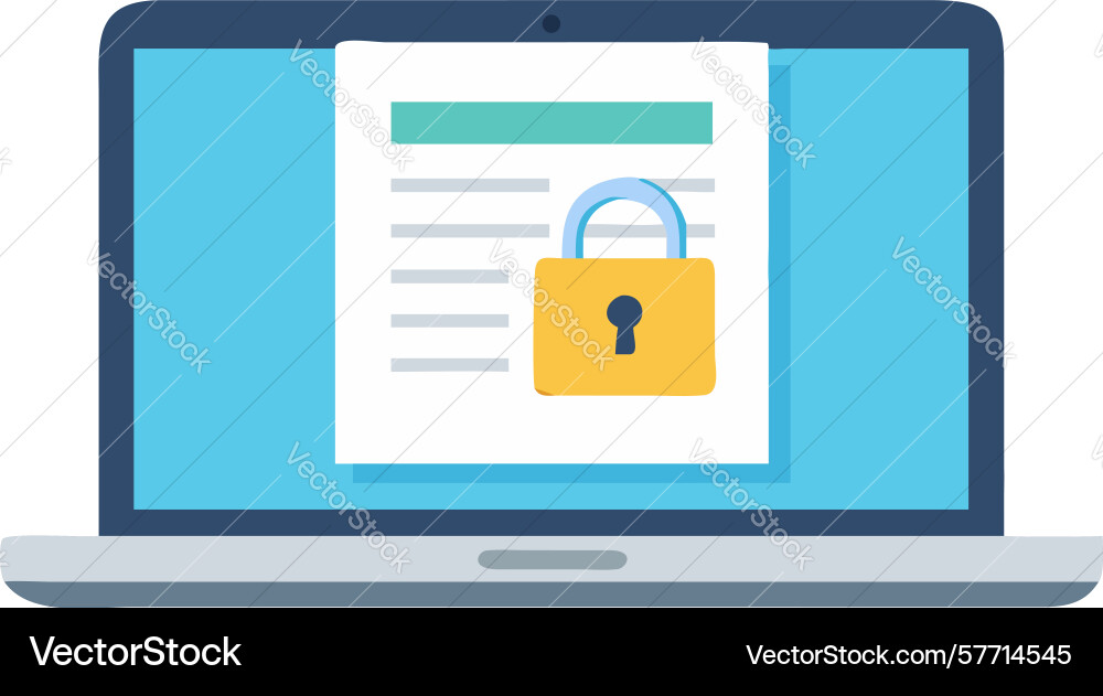 Laptop with unlocked document icon open access vector image