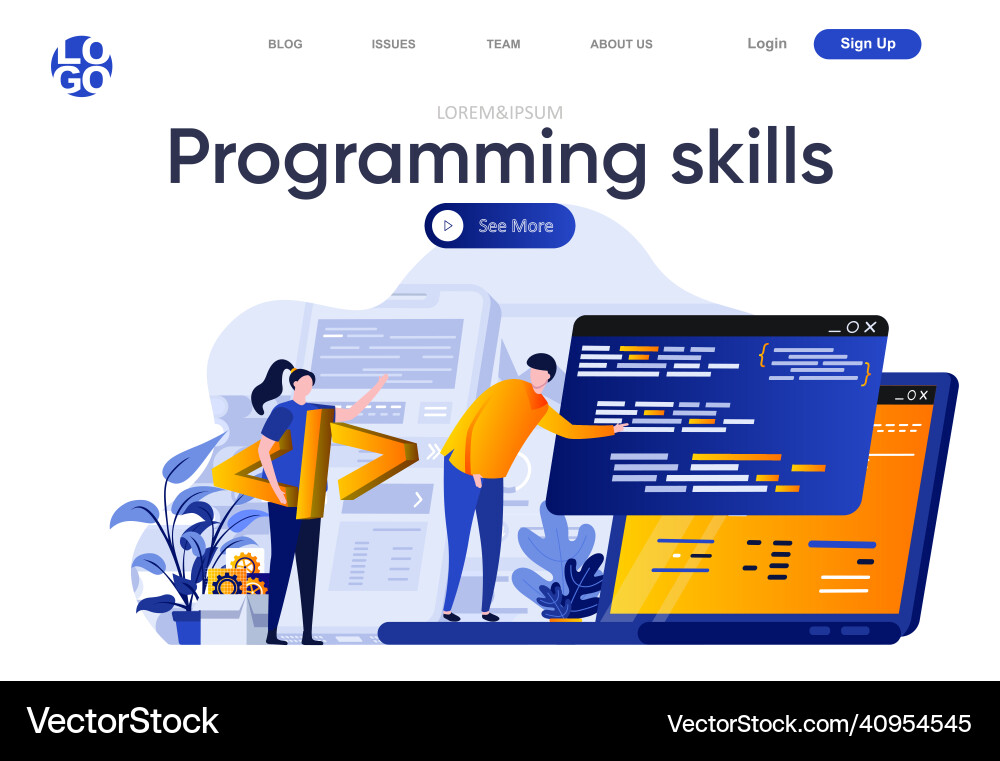 Programming Skills Landing Page vector image