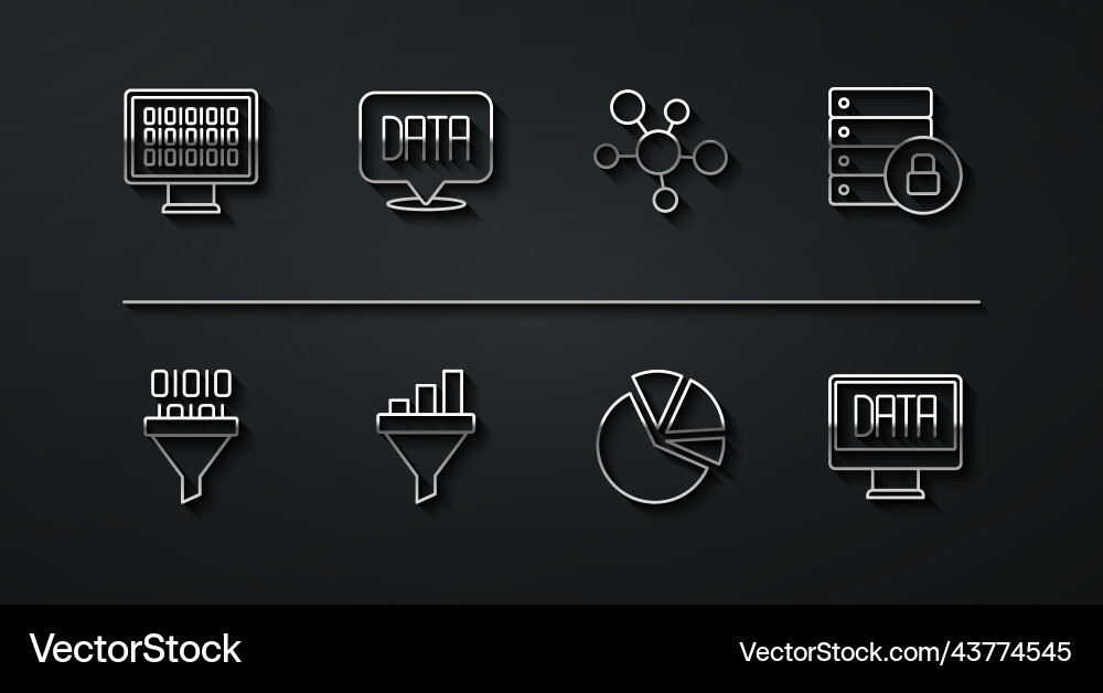 Set line binary code server security with padlock Set line binary code server security with padlock vector image