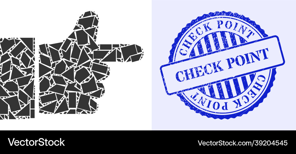 Shards mosaic index finger icon with check point Shards mosaic index finger icon with check point vector image