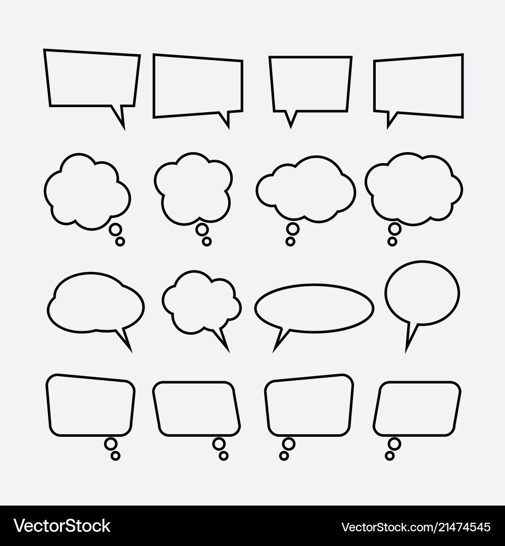 Speech bubble linear icons set Speech bubble linear icons set vector image