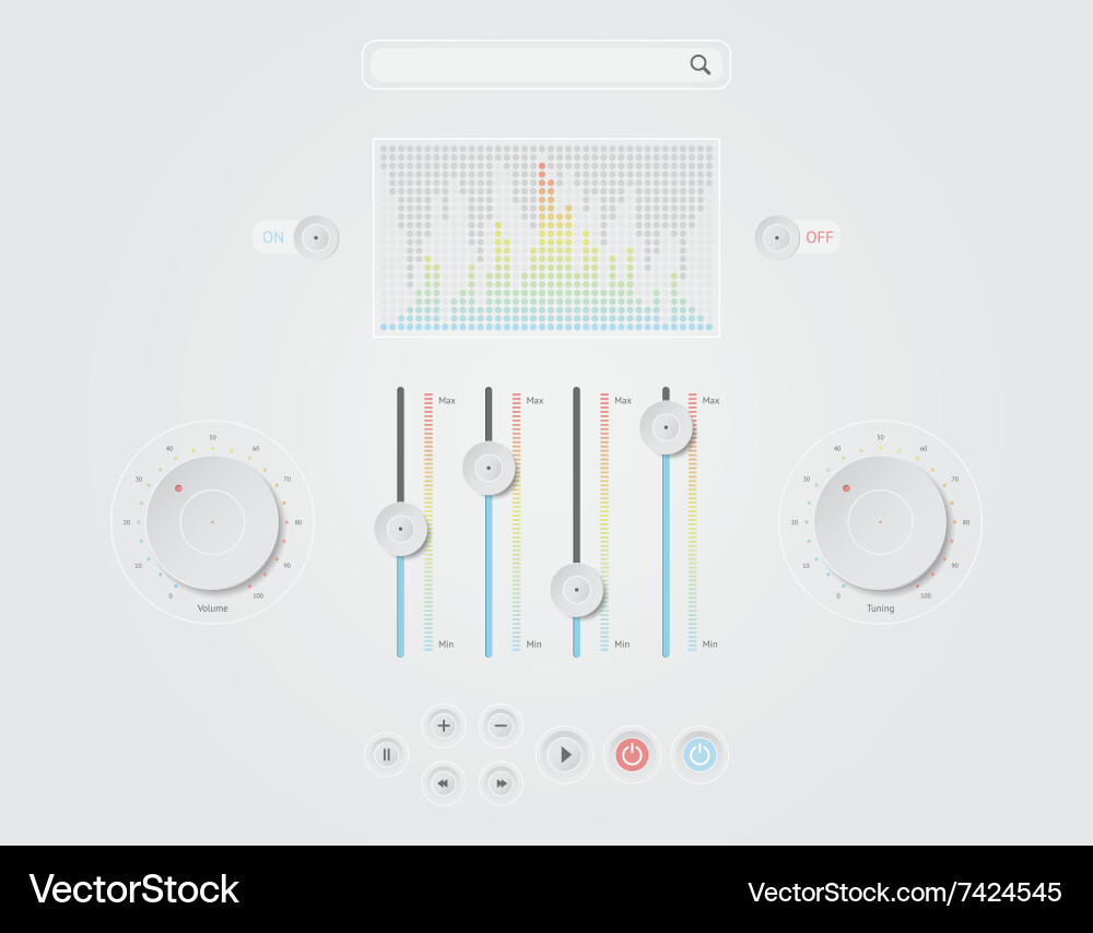 UI Controls - Buttons & Switches Vector Image