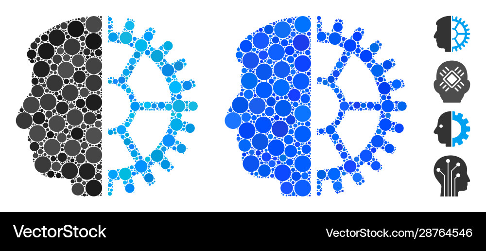 Android head mosaic icon round dots Android head mosaic icon round dots Vector Image