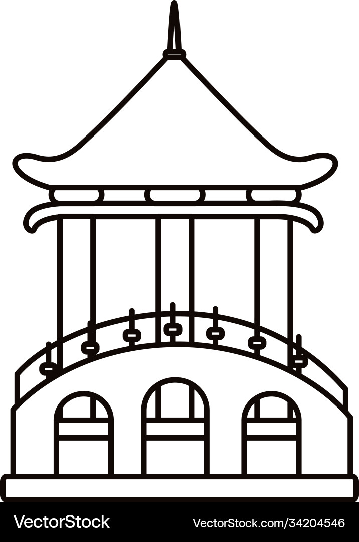 Chinese tower columns structure line style icon Vector Image