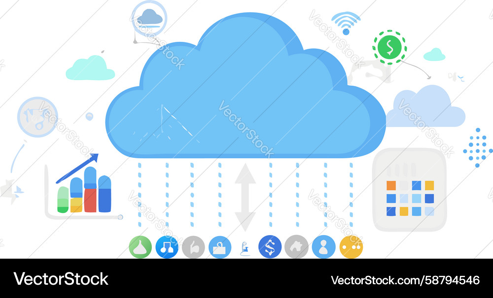 Cloud computing connectivity digital data flow Vector Image