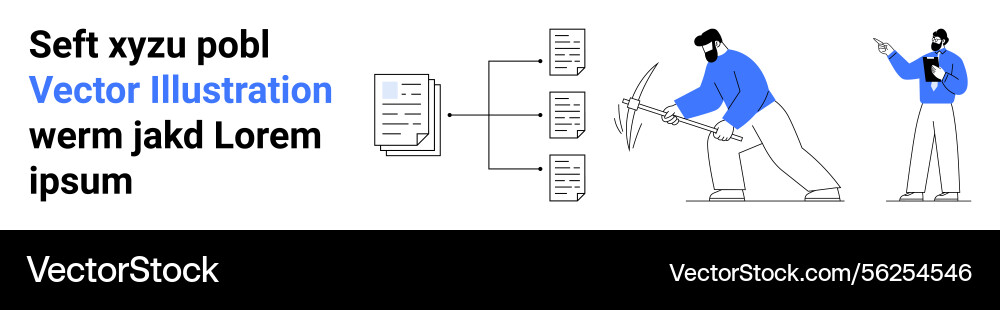 Data processing workflow with a researcher Data processing workflow with a researcher vector image