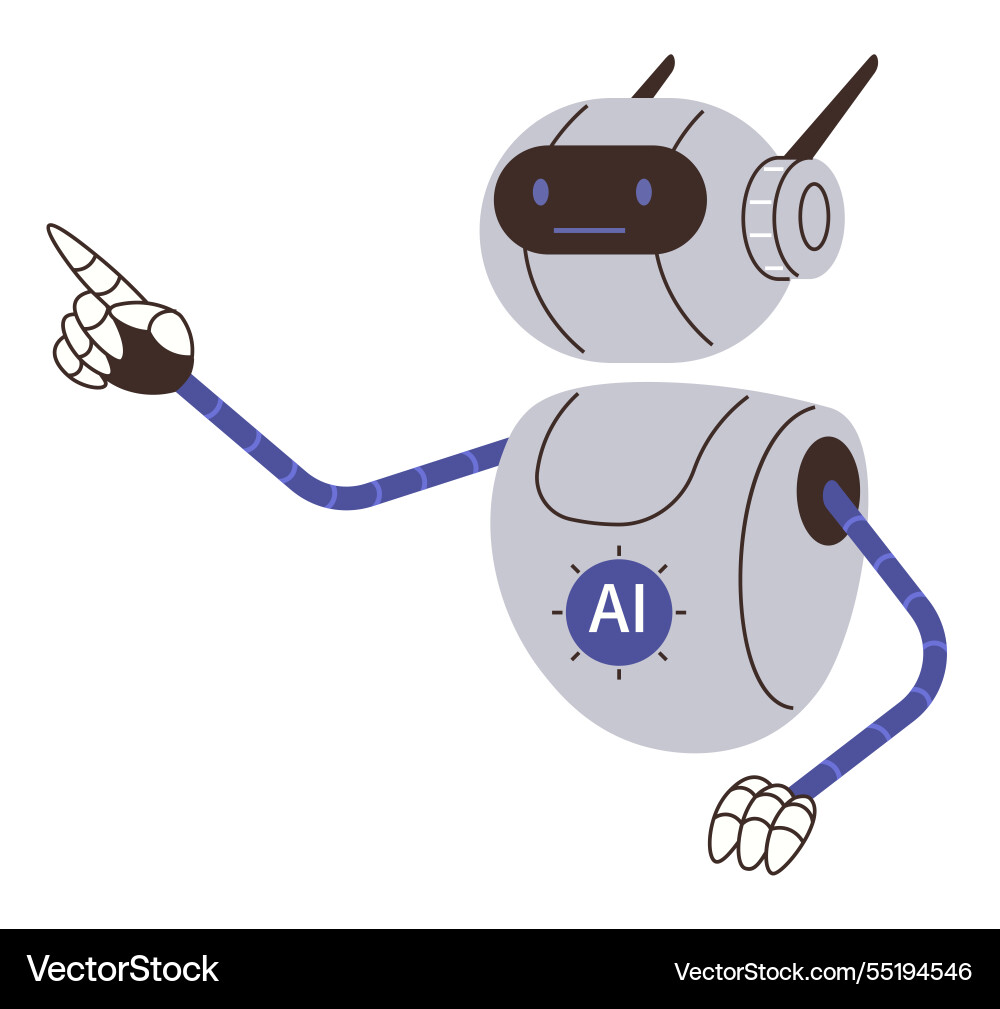 Futuristic ai robot gesturing with an outstretched vector image
