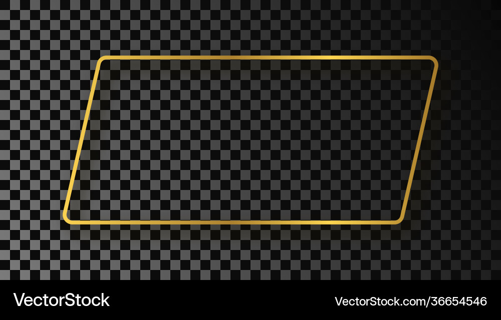 Gold glowing rounded rectangular shape frame Gold glowing rounded rectangular shape frame vector image
