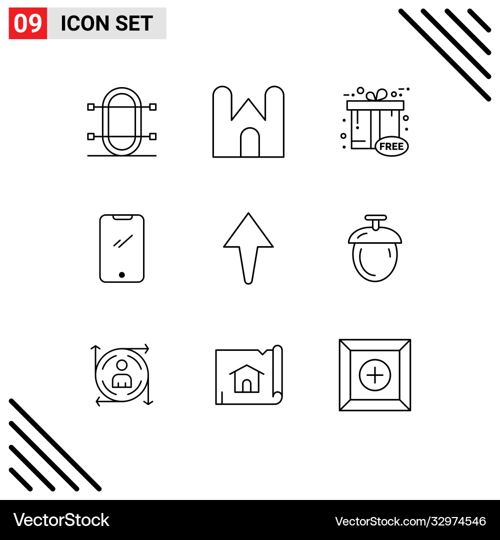 Group 9 modern outlines set for android smart Vector Image