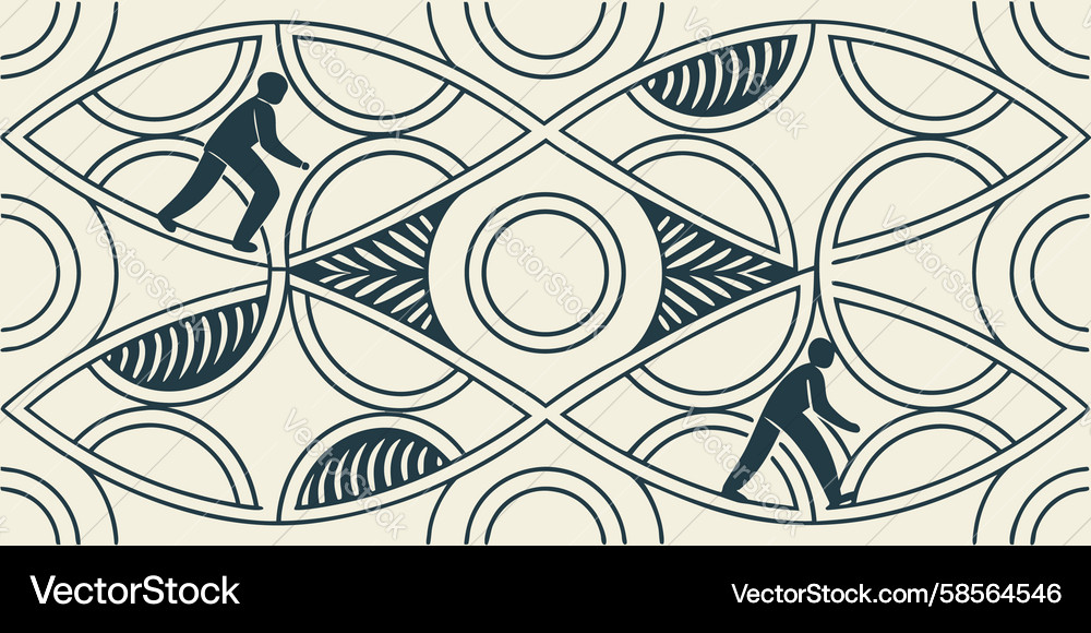 Intricate Interlocking Geometric Pattern Vector Image