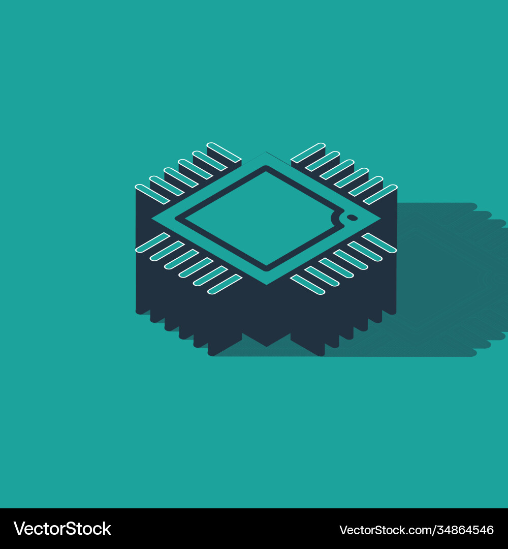 Isometric computer processor with microcircuits Isometric computer processor with microcircuits Vector Image