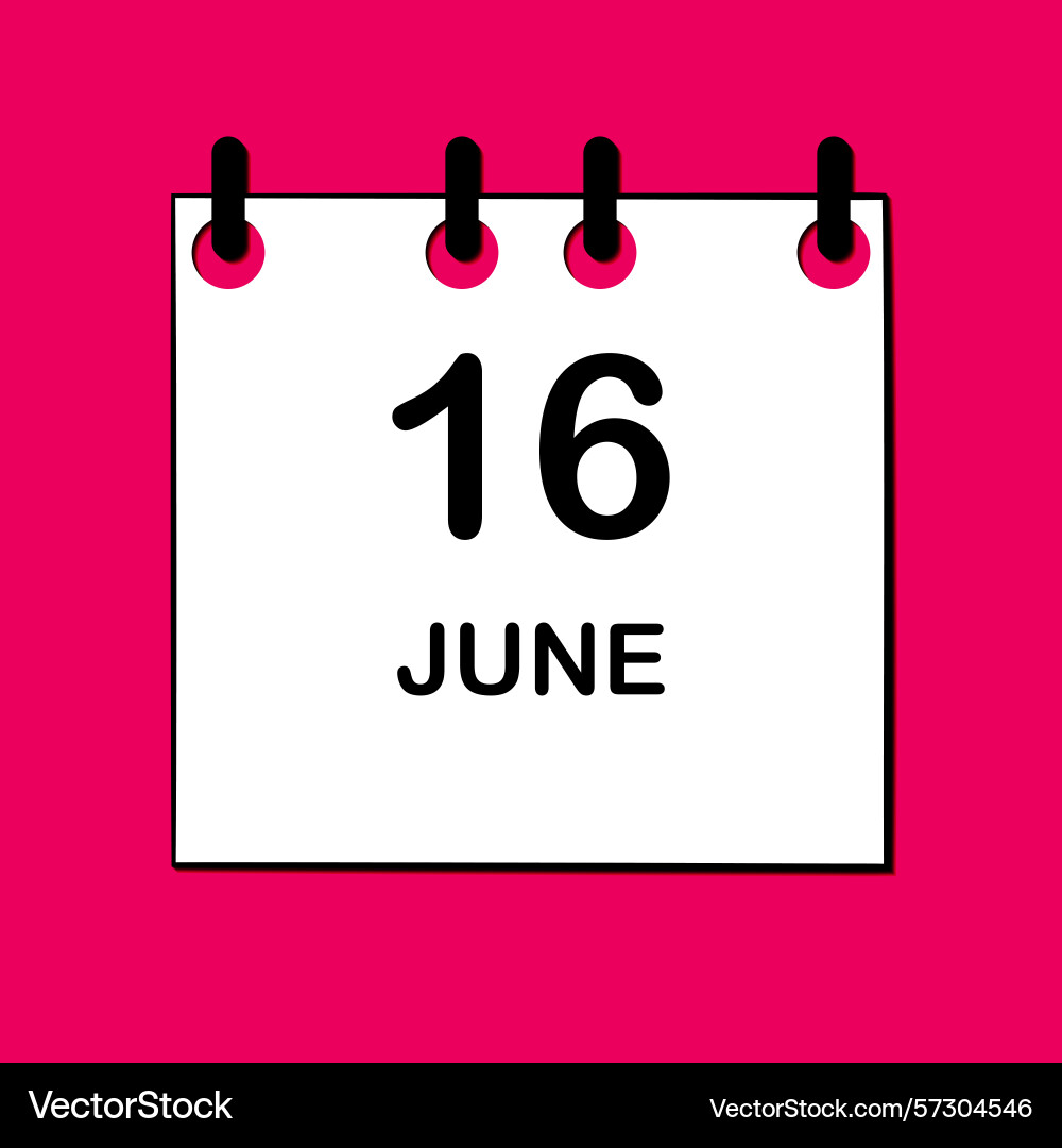 June 16 daily calendar icon for design simple June 16 daily calendar icon for design simple Vector Image