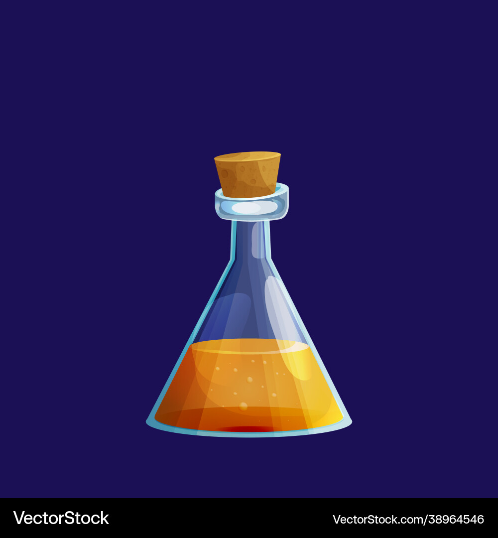 Magic bottle with liquid potion elixir lab game Vector Image