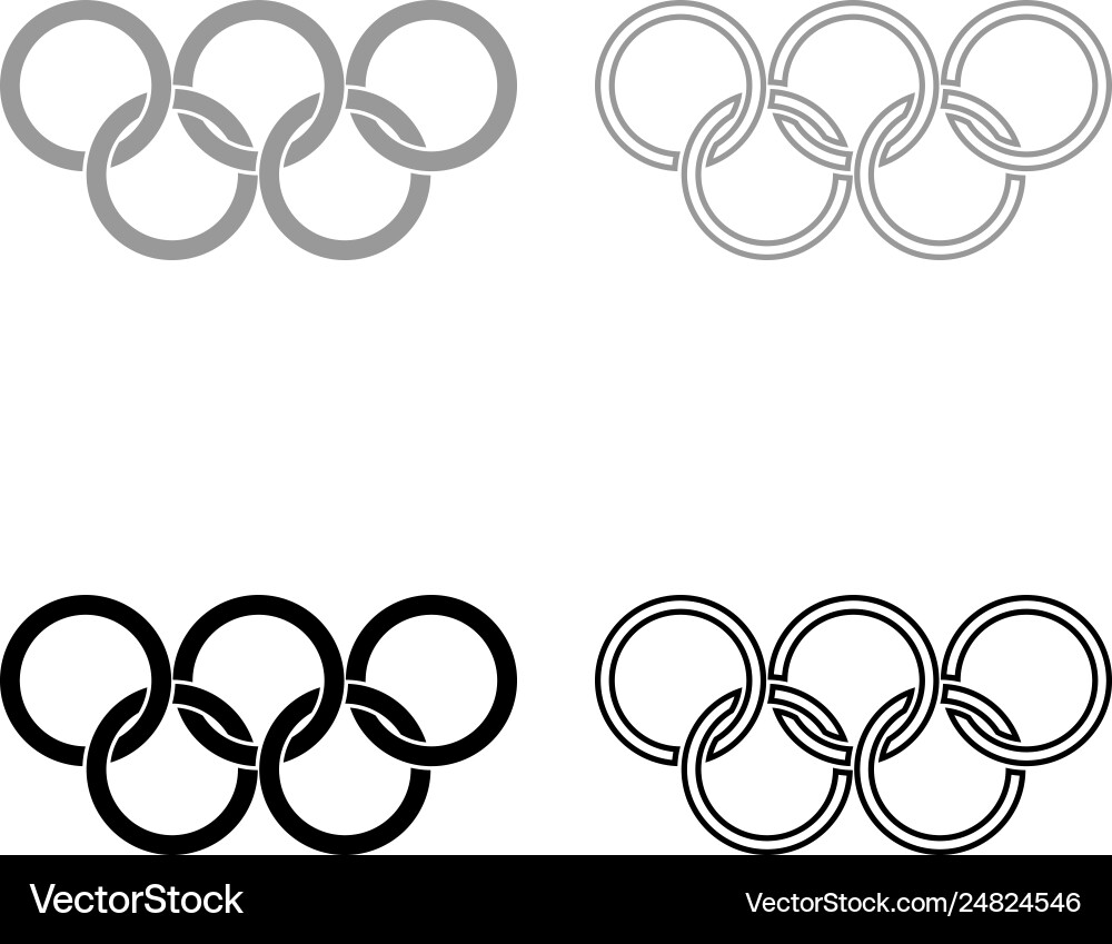 Olympic rings five icon set black Royalty Free Vector Image