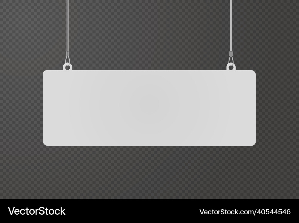 Rectangular dangler hanging from ceiling realistic vector image