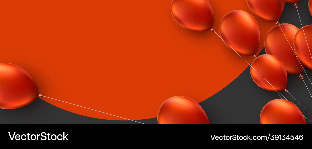 Red balloons with threads on round background Vector Image