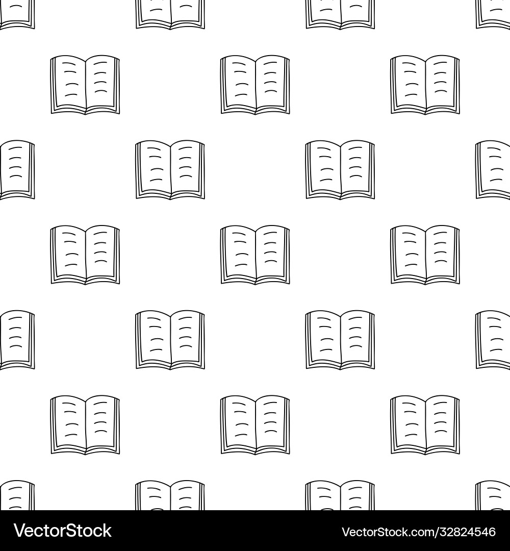 Seamless pattern from simple hand drawn open book Vector Image