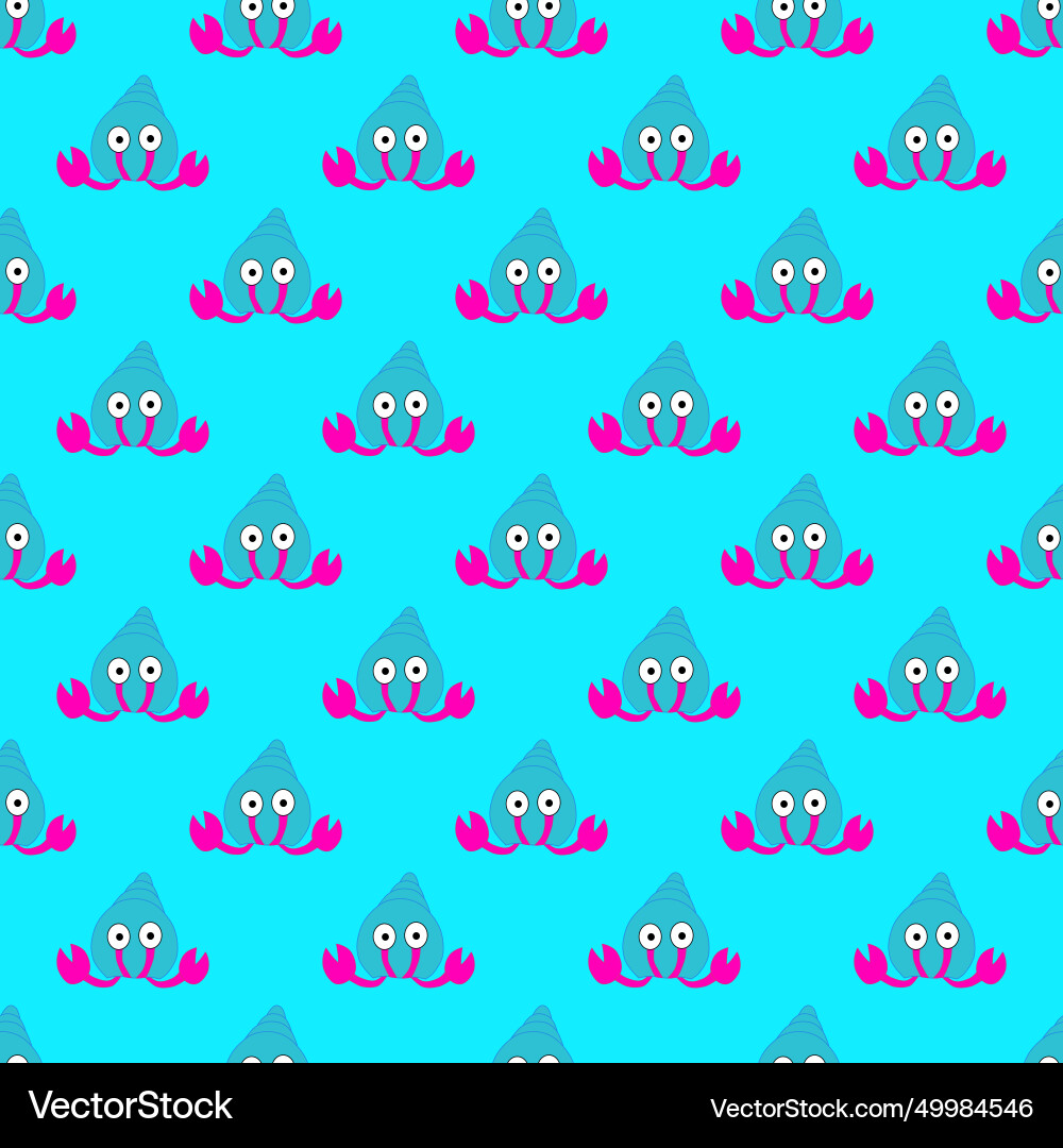 Seashell seamless pattern on the blue background Vector Image