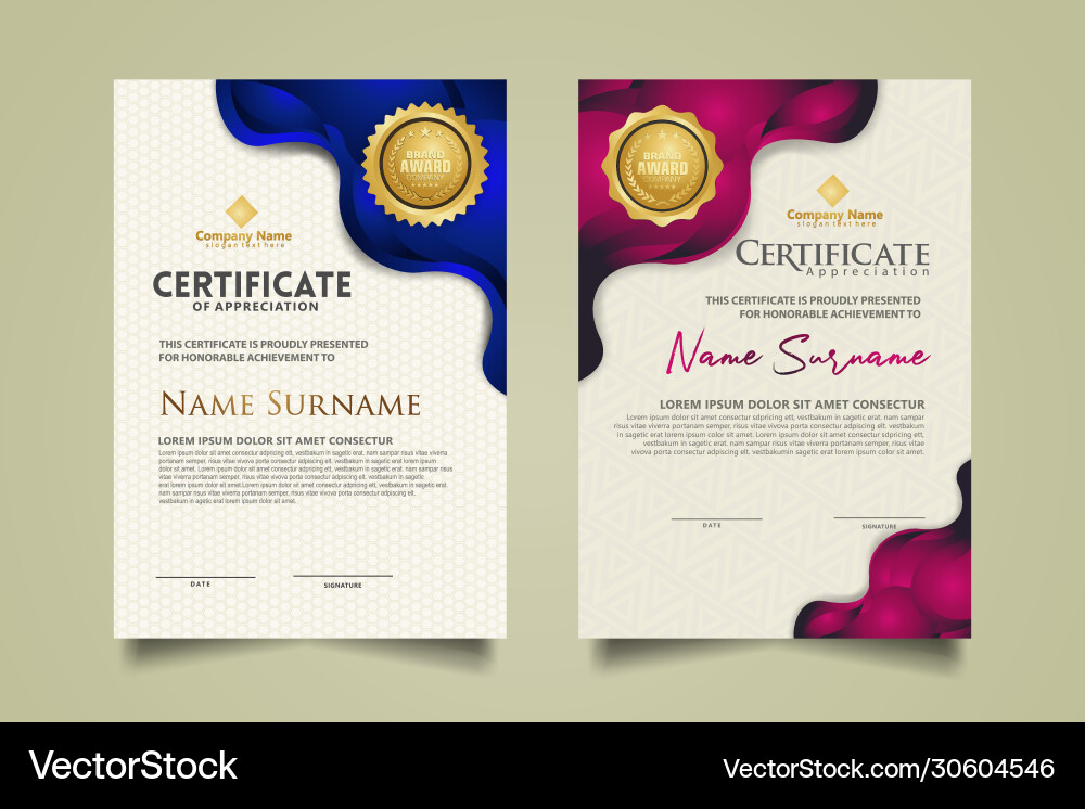 Set modern certificate template with geometric Set modern certificate template with geometric vector image