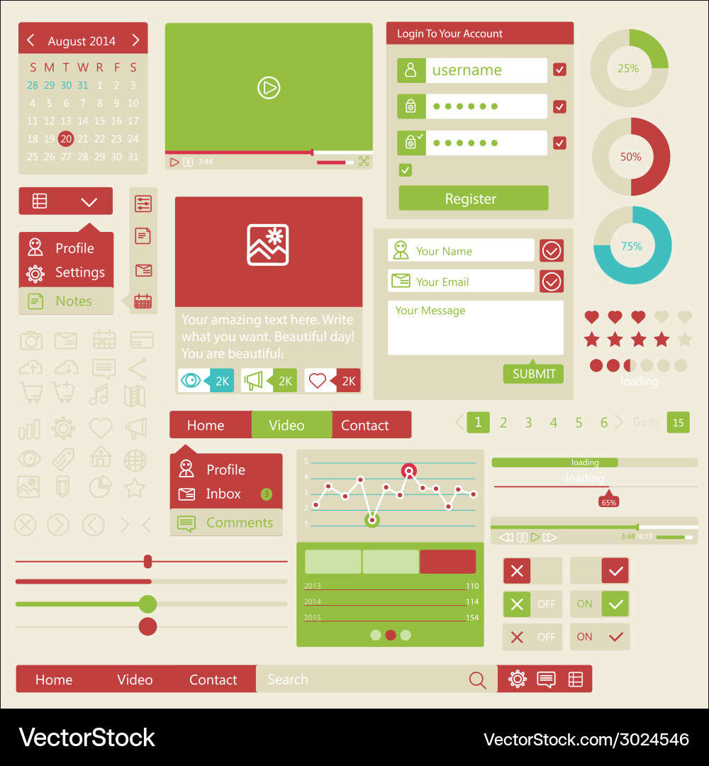 User interface flat design elements Vector Image