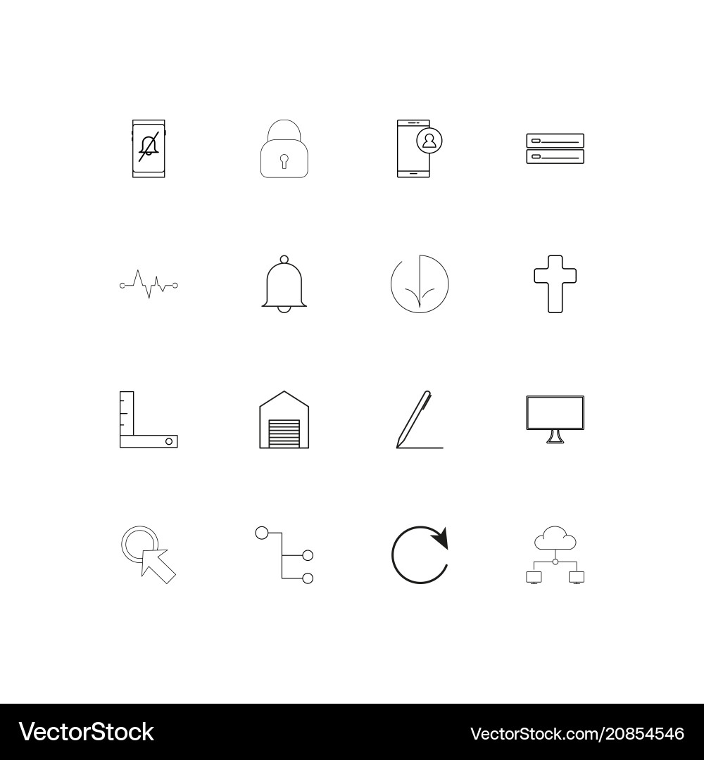 Web linear thin icons set outlined simple vector image