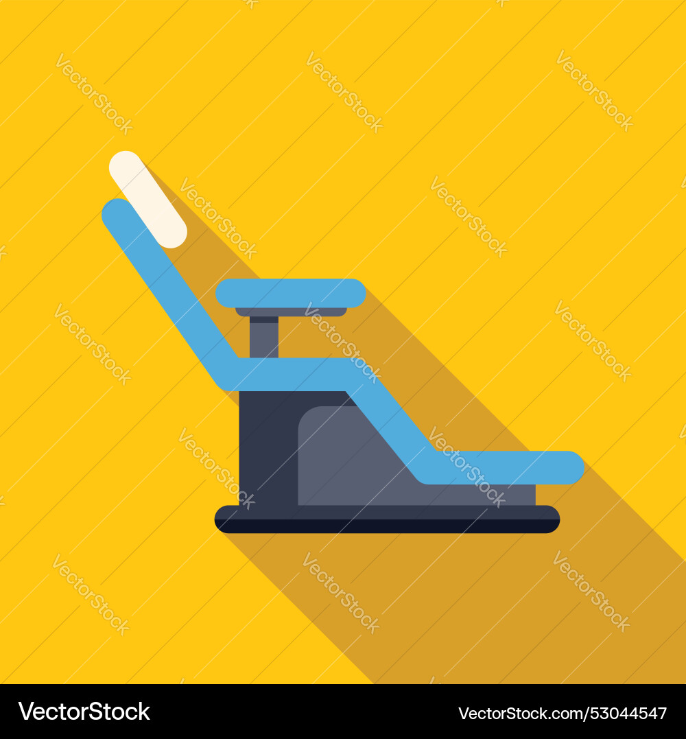Blue dentist chair casting long shadow on yellow Blue dentist chair casting long shadow on yellow Vector Image