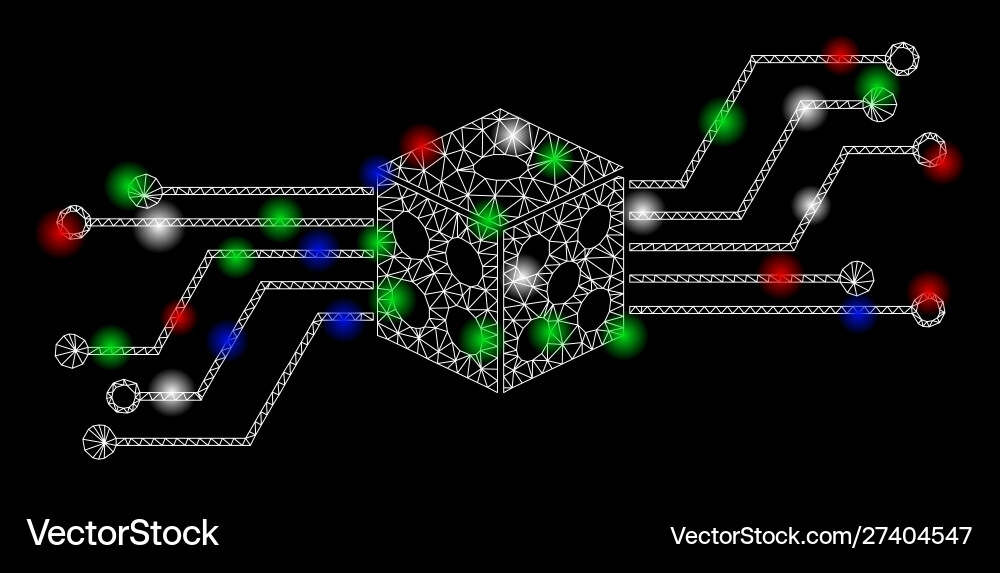 Bright mesh 2d digital dice circuit with flare Bright mesh 2d digital dice circuit with flare vector image