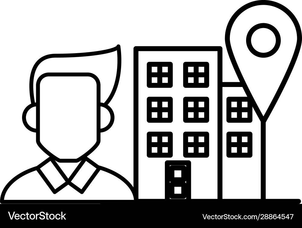 Building front facade with man character Vector Image