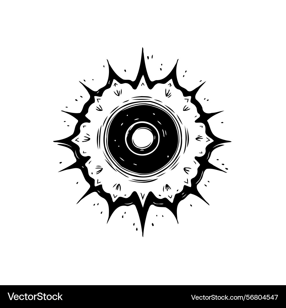 Circular abstract form with radial projections Vector Image