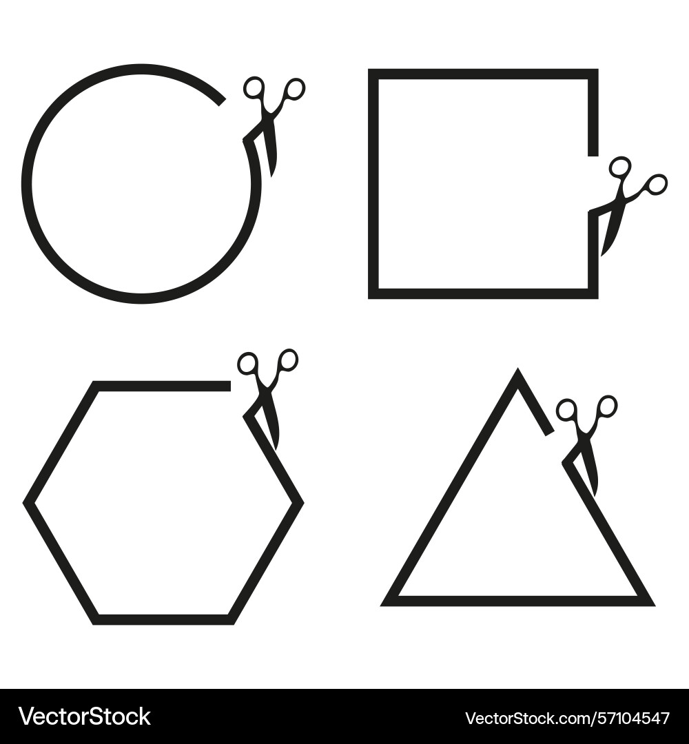 Cutting shape set circle square triangle dashed vector image