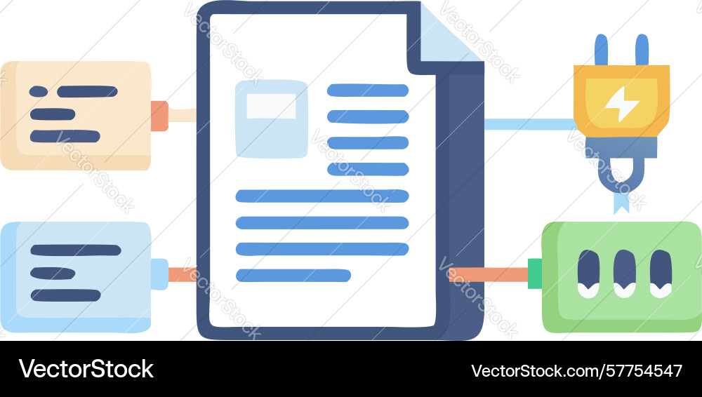 Document with connectors icon symbolizing data vector image