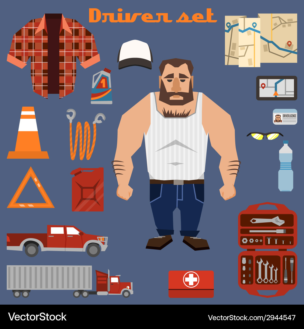Driver character elements vector image