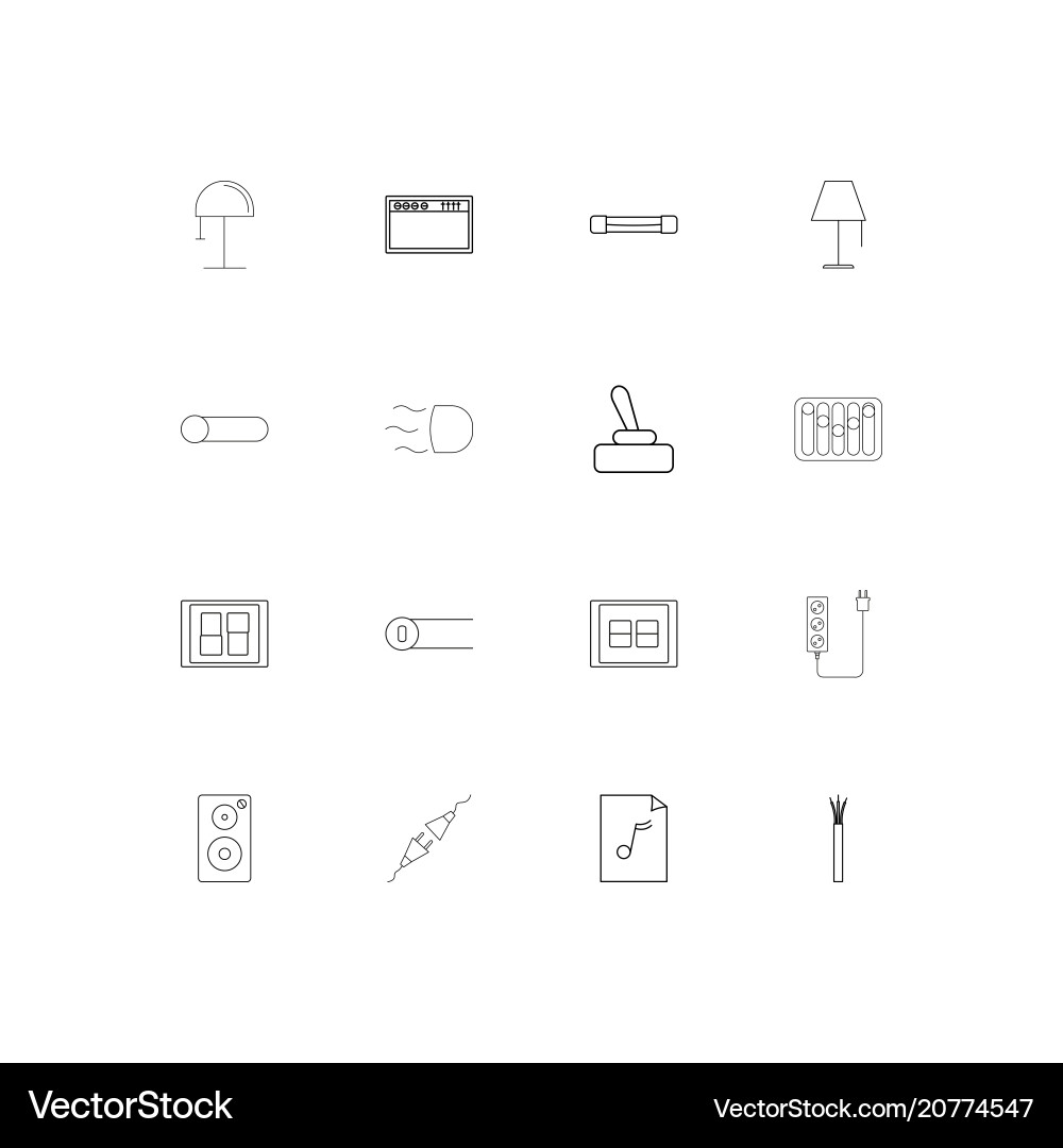 Electrical linear thin icons set outlined simple Vector Image