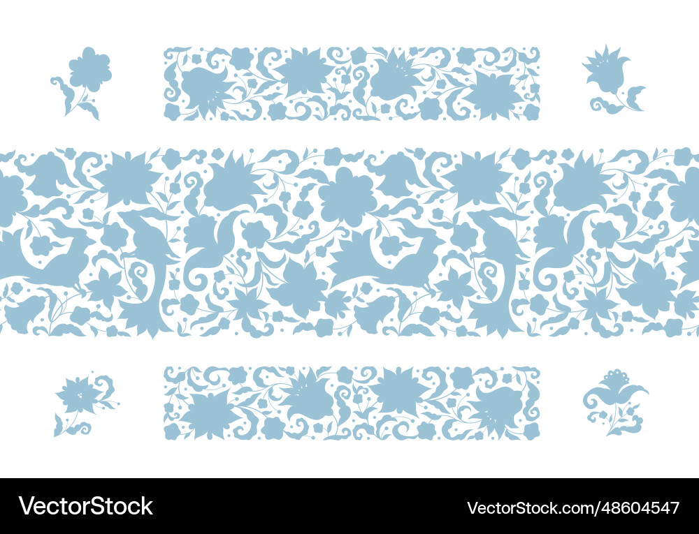 Floral elements frame seamless border pattern vector image