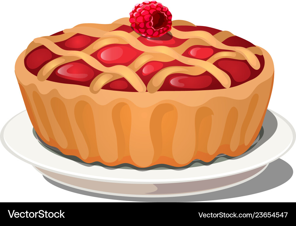 Fresh Berry Pie with Raspberry Vector Image