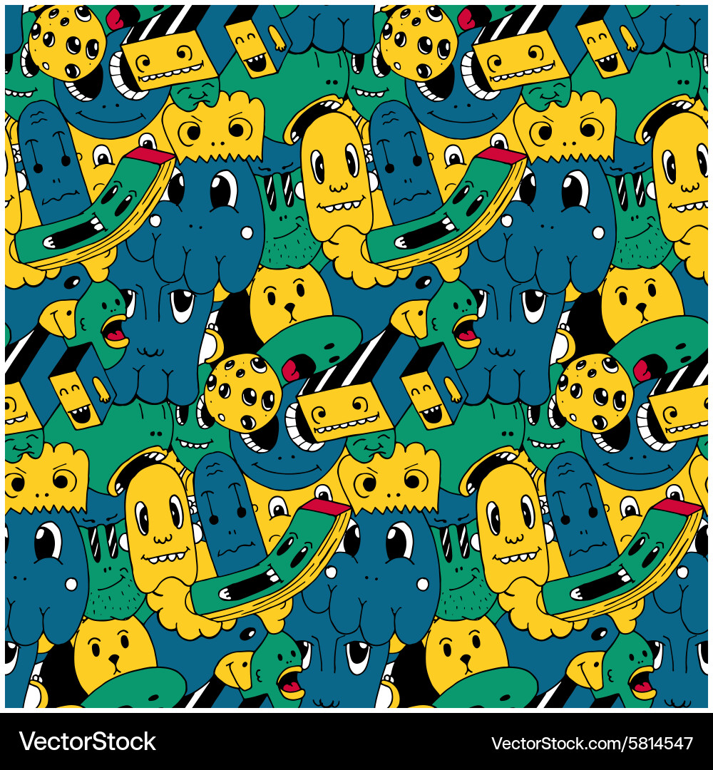 Handmade doodles elements seamless pattern Vector Image