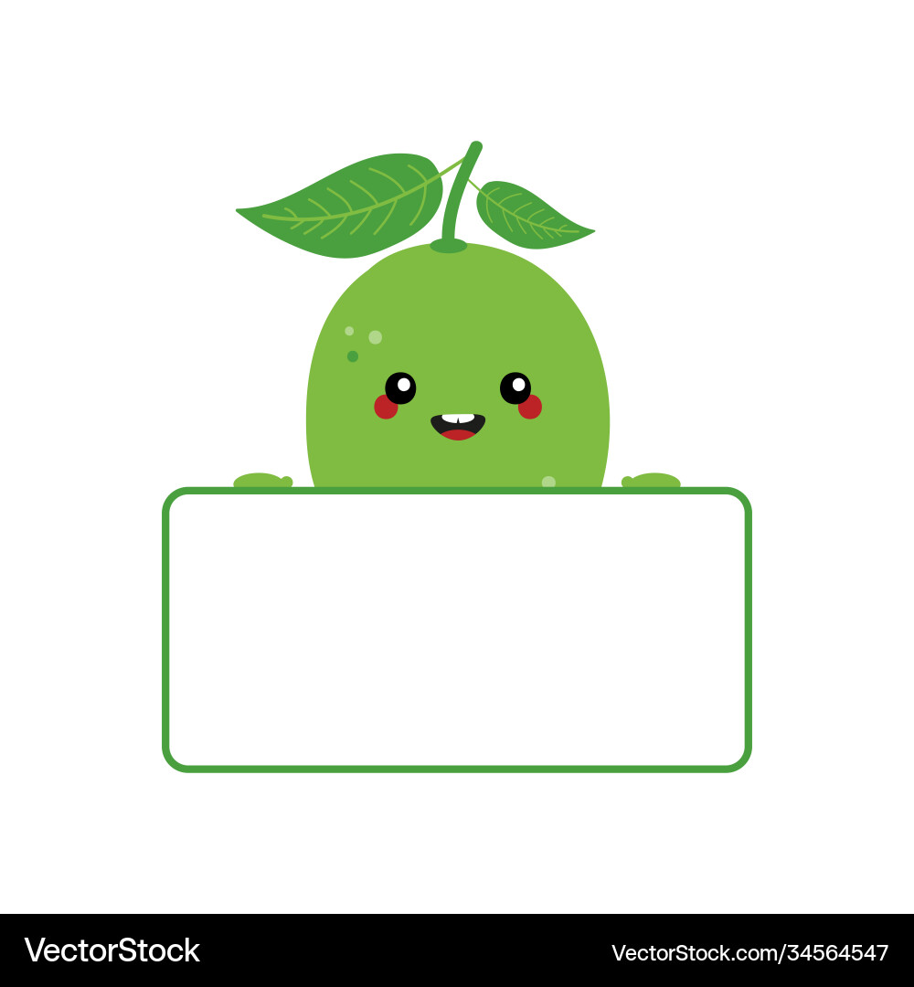 Lime character holding empty card Lime character holding empty card vector image