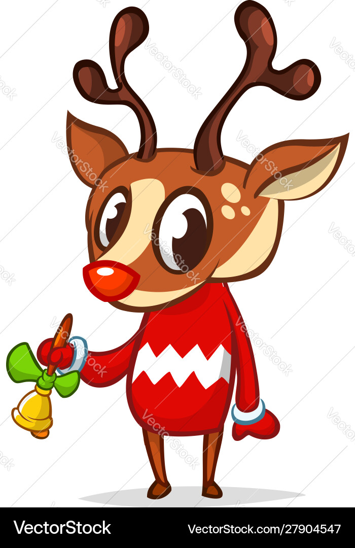 Lustiger Cartoon rote Nase Rentiere Weihnachten isoliert Lustiger Cartoon rote Nase Rentiere Weihnachten isoliert vektorbild