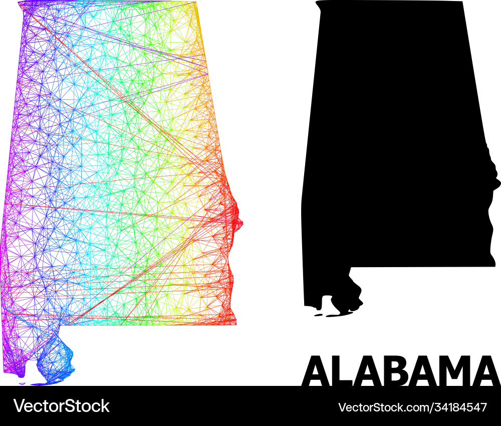Net Map alabama Zustand mit Spektrumgradient Net Map alabama Zustand mit Spektrumgradient vektorbild